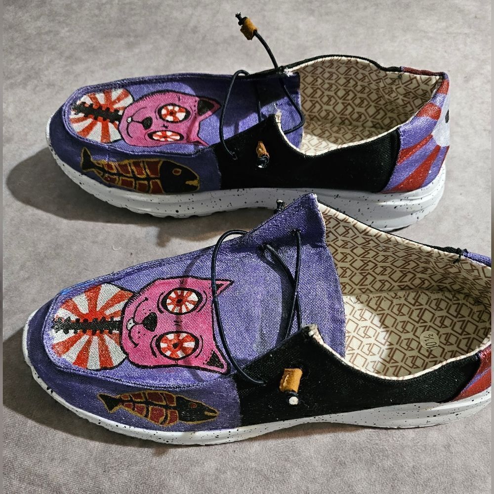 Custom Painted Shoes Sneakers SWEET KAWAII CAT 12.5W/10.5M‎